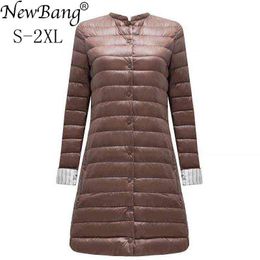 Bang Ultra Light Down Jacket Women Portable Female Jacket Winter Long Feather Slim Parkas Stand Collar Womens Down Jackets 211130