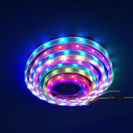 2021 5m Pixels Flexible LED Strip Light White Waterproof Smart RGB SMD Digital Full Colour