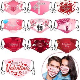Valentine Day Customised Adult Face Masks Cotton Dustproof Prints Respirator Washable Rreusable Insert Party Masks DAF361