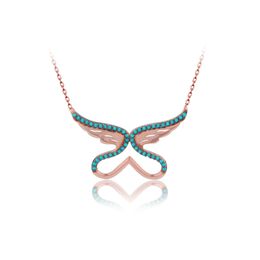 Love Trendy 925 Silver Turkish Jewellery Zircon Fashion Angel Lover Necklace For Women Valentines Day Luxury Designer
