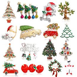 Pins, Brooches 18 Style Christmas Santa Claus Hat Gloves Bells Socks Snowfake Rhinestone Suit Metal Pins Badges Brooch Year Gifts
