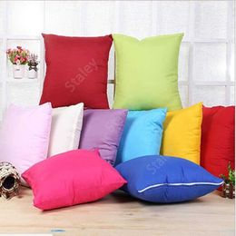 Home 45 * 45CM Home Sofa Throw Pillowcase Pure Colour Polyester White Pillow Cover Cushion Decor Pillow Case Blank christmas Gift DAS43