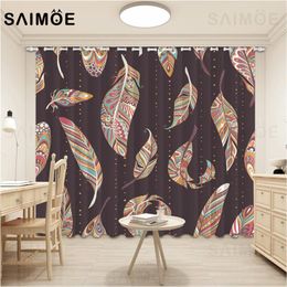 Feather Curtain Luxury Living Room 3D Retro Mandala Decor Kids Bedroom Curtains Kitchen Window Drapes Ultra Micro Shading &