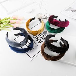 Fashion Solid Colour Velvet Knot Headbands For Women Hair Accessories Korean Head Bands Wholesal Girls Bow Hairband Clips & Barrettes