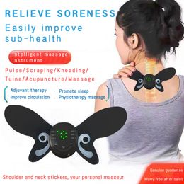 Mini massageador elétrico cervical portátil para pescoço, fazendo e voltando a qualquer hora e em qualquer lugar, adesivos estimuladores