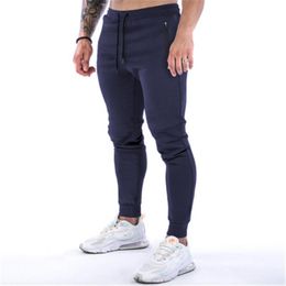 Mens Solid Colours Sports Pants Fashion Trend Fitness Middle Waist Skinny Sweatpants Spring Male Drawstring Casual Slim Running Trousers