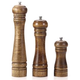 Salt and Pepper Mill, Wood Shakers with Strong Adjustable Ceramic Grinder spare Rotor - kitchen accessories 210712