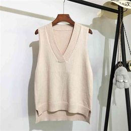 V-neck knitted vest women's sweater autumn and winter Korean loose wild sleeveless 210914