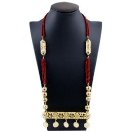Pendant Necklaces Sunspicems Gold Colour Algeria Morocco Necklace For Women Long Bead Chain Caftan Coin Africa Wedding Jewellery Bridal Gift