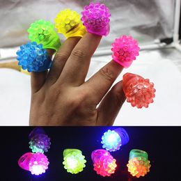 Flashing Bubble Ring Rave Party Blinking Soft Jelly Glow Cool Led Light Up Silicone Cheer Prop Finger Lamp DH0375