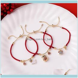 Charm Jewelrycharm Bracelets Korean Red Lucky Cow Rope Chain For Money Birthday Gift Fashion Hands Jewellery Party Drop Delivery 2021 T9Uby