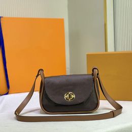 New Small Golden Bean Armpit Bag Single Shoulder Messenger Bags Classic Old Flower Crossbody Handbags Brown Flap Wallet Purse Long Starp