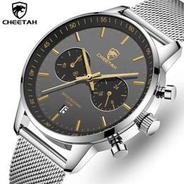 CHEETAH Watches for Men Stainless Steel Waterproof Quartz Mens Watch Top Brand Chronograph Sports Male Clock Relogio Masculino 210329