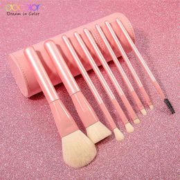 Health and Beauty Products Makeup Brush Docolor Makeup Brush Set 8pcs Pink Brushes Foundation Powder Eyeshadow Eyebrow Face Make Up with Holder 220226