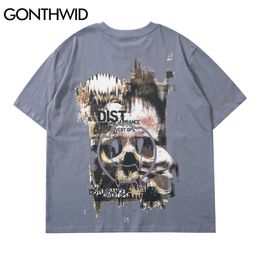 Streetwear Tshirts Creative Skull Print Punk Rock Gothic Tees Shirts Hip Hop Harajuku Hipster Casual Short Sleeve Tops 210602
