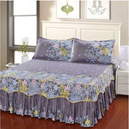 Bed Linen Cotton Lace Skirt Elastic Fitted Double Bedspread Mattress Cover Pad for Home Pillowcase Bedding Set Bedsheet 2 Seater
