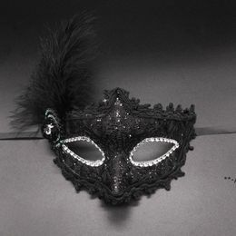 masques de plumes sexy Promotion Masque oculaire Feather Masquerade Ball Carnaval Sexy Fancy Robe Masques de princesse multicolore pour la fête d'Halloween NHD10313