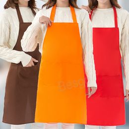 Household Cooking Baking Aprons Adult Solid Colour Pinafore Polyester Art Painting Antifouling Apron Home Cleaning Supplies BH5724 TYJ