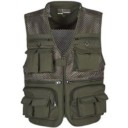 Tactical Vest Coat Fashion Men's Summer Pographer Waistcoat Mesh Work Sleeveless Jacket Tool Many Pocket Vest Male285o