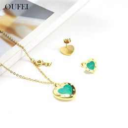 Earrings & Necklace OUFEI Jewellery Set For Woman Stainless Steel Heart Key Of Earring Charm Jewellery Accessories 2021 Wholesale