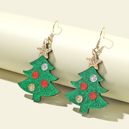 Cartoon three dimensional Christmas series acrylic Trees Earrings