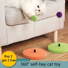Cat Toy Interactive Spring Ball Self-play Cat Stick Relieve Boredom Bite-resistant Kitten Accessories Cat Supplies 210929