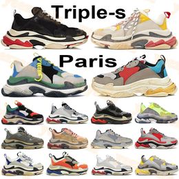 2021 triple-s Paris casual shoes blue black white red green yellow beige light grey multi men women sneaker platform trainers US 6-12