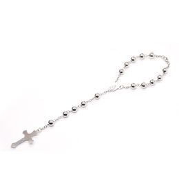 Silver Ccb Beads Cross Rosary Bracelet Jesus Catholicism Gift Religious Jewelry Prayer Beads in Car