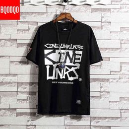 Letter Print O-Neck Fitness Black Tshirt Men White Short Sleeve Hip-hop Cotton T-shirt Male Summer Streetwear Fashion T shirt H1218