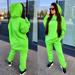 Sportswear Sports Suit Women Oversized Hoodie And Pants Casual Sport Winter Two Piece Set Hoodies For Women's Tracksuit 210930