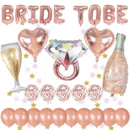 1Set Rose Gold Bride To Be Foil Balloons Kit Bridal Shower Bachelor Theme Party Balloon Decoration Wedding Supplies 210626