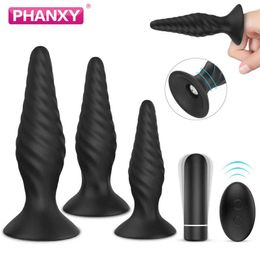 NXY Sex Anal toys PHANXY Butt Plug Set Dilator Tube Big Huge Toy Vibrator Vibrating Ass Gay Cork Silicone for Man Women Products 1201