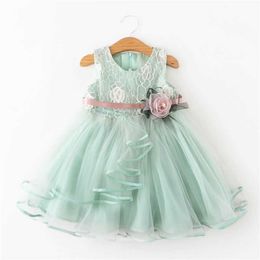 Girl's Dresses Baby Spring Flower Elegant Dress Girl Birthday Party Sheer Fabric Princess Tutu Vesidos Children's Summer Casual Clothing G220523