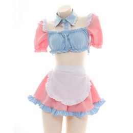 Sexy Uniform Set Maid Wear Navel Bare Night Skirt Home Service Pajamas suit