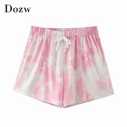 Printed Summer Casual Shorts Women Fashion Elastic Waist Sweatpants Ladies Pockets Muti Color Bottoms Short Femme 210515