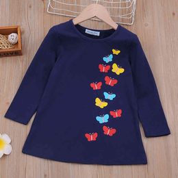 Fashion Style Dress For Girls Autumn Baby Kids Cute Butterfly Princess Dresses Toddler Children Clothing 210515