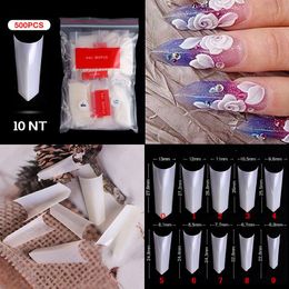 2021 500pcs/pack Natural Clear False Acrylic Nail Tips Full/Half Cover Tips French Sharp Coffin Ballerina Fake Nails UV Gel Manicure Tools