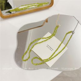 Chokers Necklace 2021 Trend Summer Vintage Avocado Green Crystal Transparent Beads For Women Girls Unusual Party Jewellery Gifts