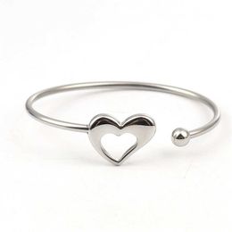 Fashion Stainless Steel Open Cuff Bangle Bracelets Bangles Jewelry for Women Girls Gifts 18.4 - 16.5cm Long , 1 Pc Q0719