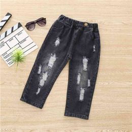 Spring and Summer Autumn Baby / Toddler Trendy Ripped Jeans for Kids Boy Bottoms 210528