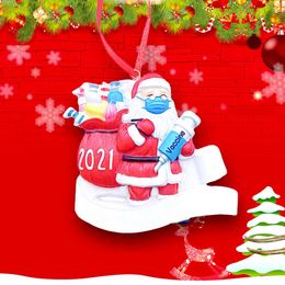 50%off Christmas Decoration Quarantine Ornaments Resin Santa Claus with Mask Decorate Xmas Tree Hanging Decorations