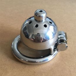 Stealth Lock Male Stainless Steel Chastity Device,Super Small Cock Cage With Catheter,Penis lock Cock Ring Chastity Belt S027-C 210324