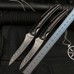 1Pcs Top Quality Damascuss Pocket Folding Knife VG10 Damascus Steel Blade Ebony Handle EDC Ball Bearing Folder Knives
