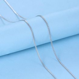 Sterling Silver Necklace Female Chain Fashion Jewellery 1 MM Thick 40 45 CM Long For Women Chains