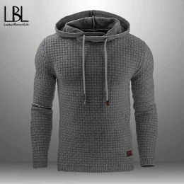 Mens Casual Pullover Hoodies Long Sleeve Tops Male Solid Color Hooded Sweatshirt Tracksuit Coat Man Fashion Hip Hop Hoodies 211217
