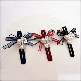 Hair Clips & Barrettes Jewelry Elegant Korean Handmade Fabric Bow Hairpin Word Folder Bows Lady Drop Delivery 2021 Wehrt