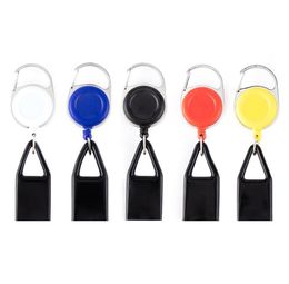Smoking Accessories Premium Colorful Rubber Lighter Sheath Case Plastic Lighte Leash Clip to Pants Retractable Reel Metal Keychain Lighters Holder SN2754