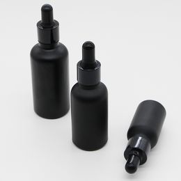 Wholesale 30ml 50ml 100ml Black Glass Dropper Bottle Empty E Liquid Bottles With Pipette For Cosmetics Essence