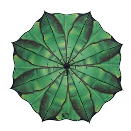 3Folding Windproof Umbrellas Green Pineapple Leaf Rain Women for Men Female Sunny Paraguas Plegable 210721