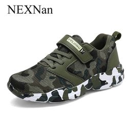 NEXNan Sport Children Shoes For Kids Sneakers Boys Casual Shoes Girls Sneakers Breathable Mesh Camouflage Hook&Loop Footwear 210329